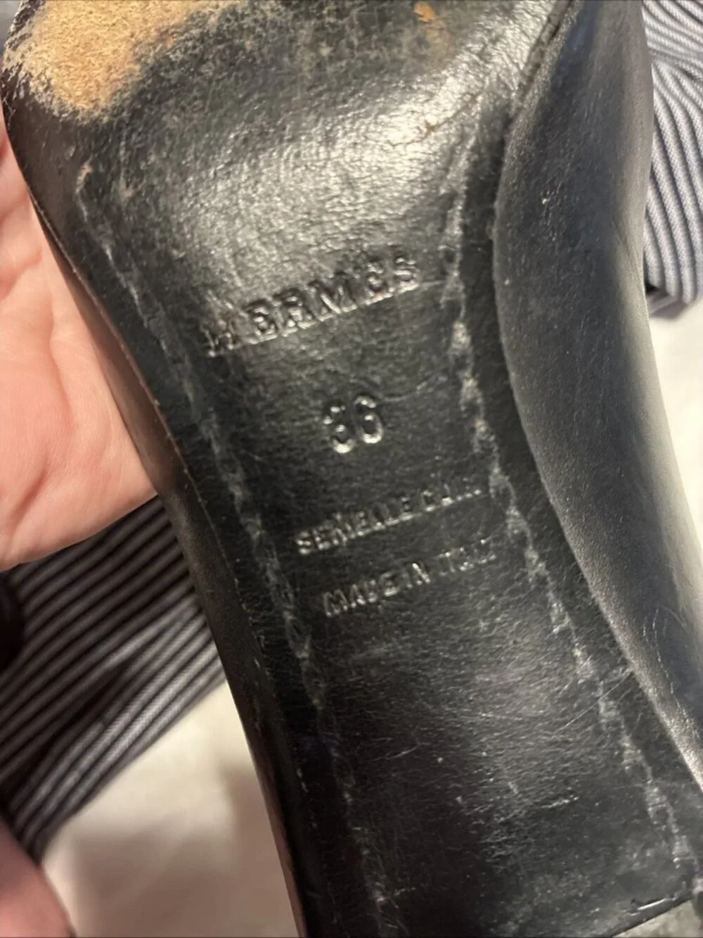 Hermes Authentic Vintage Solid Black Leather Pumps Heels 6 Italy - Picture 8 of 8